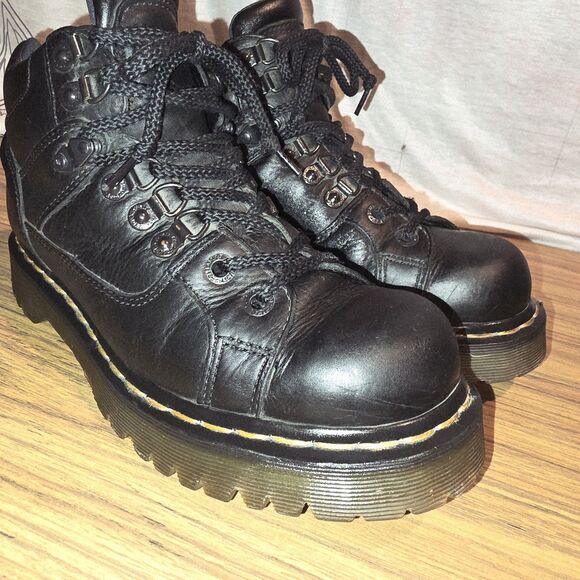 DR. MARTENS AIR WAIR Y2K 10962 Sz 8M 9W Chunky Black Combat Biker Midi Boots - Picture 2 of 16